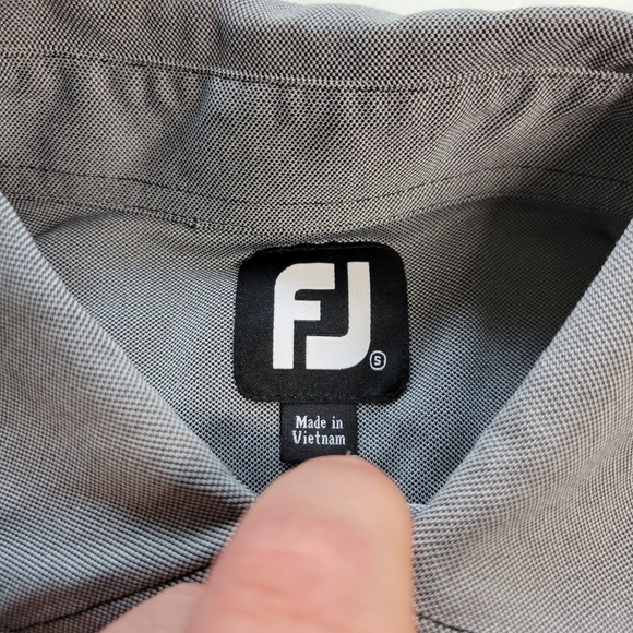 Footjoy Polo Shirt Small Shirt FJ Gray Geometric Double Sided Pattern Golf - Picture 4 of 6